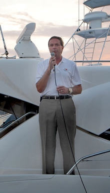 Riviera CEO John Anderson addresses Riviera enthusiasts at Fort Lauderdale International Boat Show 2010