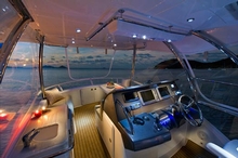 The open flybridge features a newly designed hardtop to increase visibility