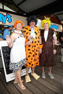 Yabba dabba doo - Wilma, Fred and Bam Bam have some prehistoric fun