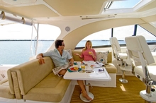 Enjoy breakfast in the cockpit, this 43 Offshore Express has plenty of room for relaxing