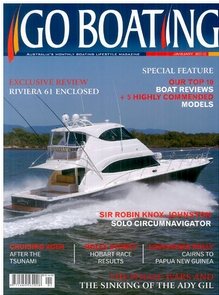 Go Boating - Issue January 2010 review of 61 Enclosed Flybridge (cover image courtesy of Go Boating magazine)