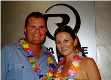 R Marine Queensland dealer principal Randall Jones and his wife Melinda donned a lei for the occasion