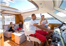 Cruising in comfort – the Riviera 70 Enclosed Flybridge is designed to cruise the oceans