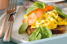 Scrambled eggs with smoked salmon, photo by Mark O'Meara