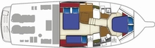 The 43 Open Flybridge has sleeping accommodation below decks for six people in two large cabins