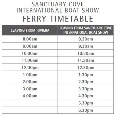 Ferry timetable from Riviera to SCIBS
