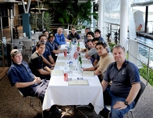 Riviera's chief operating officer Paul Lyons (left rear) congratulates the nine graduating apprentices