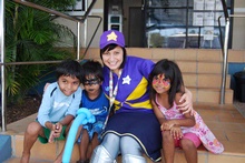 Captain Starlight with some of the children at the “Escape Day”.
