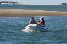 The tender has a lot of uses, ferrying the family to and from beaches.