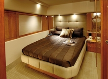 The master stateroom amidships features a queen double bed.