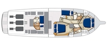 The midship space can accommodate a crew cabin, complete with fully equipped bathroom.