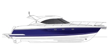 Profile of the new Riviera 5000 Sport Yacht showing the new Zeus drives. Profile of the new Riviera 5000 Sport Yacht showing the new Zeus drives. 