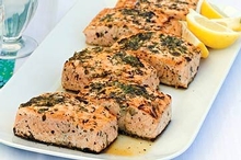 Barbecued salmon with lemon and herbs