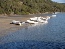 The tenders are brought ashore for some beach activities