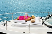 For sun-worshippers, there is a sun-pad on the foredeck