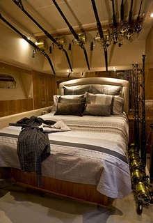 Pisces features two staterooms with ensuites, pictured here is the guest room