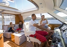 Space and comfort abounds in the flybridge