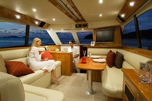 The cosy saloon is perfect for both entertaining and relaxing