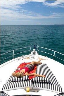 The sunpad has safety rails and drink holders to make life on board as smooth and pleasurable as possible