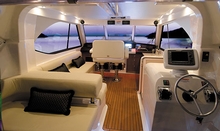 The enclosed flybridge is both luxurious and practical