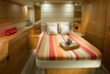 The master stateroom is well designed and luxuriously appointed