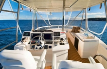 The opulent flybridge is spacious and well equipped