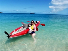 Sharon enjoys kayaking at Kreswick Islands in North Queensland