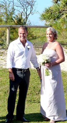 Riviera Syndication skipper Jimmy Thorn and his wife, Debbie, on their wedding day