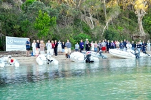 Riviera owners park their tenders on the beach while they socialise and explore the island