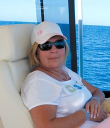 Vicki Bence relaxes on board
