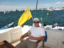 After a long day Tim enjoys some quiet time on board a Riviera