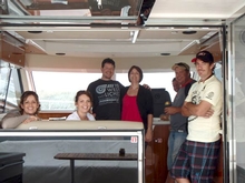 Drummond and his family relax on board the 4400 Sport Yacht