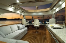 The flybridge serves as a second entertaining area