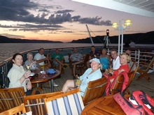 Enjoying a relaxed drink after the trip to Horizontal Falls