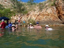 Swimming in Crocodile Creek while enjoying a Margarita
