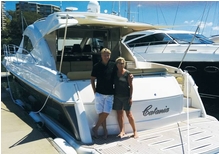 Jeff and Karen Board with Riviera Syndication’s new 5000 Sport Yacht ‘Catania’ 