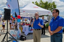 Gold Coast Marine Expo organisers Stephen Milne and Dean Leigh-Smith at the opening of the Expo