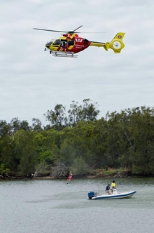 The Westpac Rescue helicopter performed mock rescues throughout the Expo