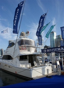 Riviera flags flying at the Dubai International Boat Show