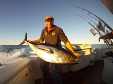It was an eventful day of fishing off the coast of Bermagui for Greg Barea