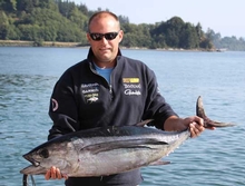 Stephen Seal with the 29.5 lb Albacore that gave the team their lead on day four of the Oregon Tuna Classic Series