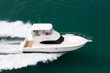 The 45 Open Flybridge has propeller tunnels in the hull that provide greater forward thrust for exceptional performance