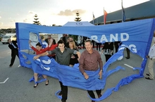 More than 100 Riviera owners including Clint Jakovich (right) celebrated the official opening of R Marine Mandurah